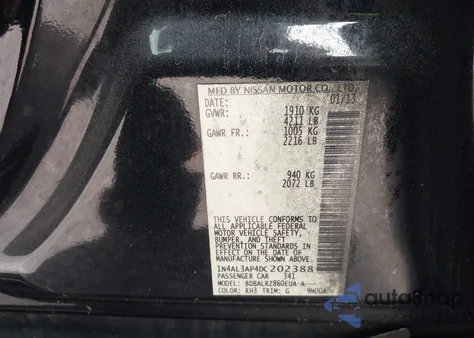 2013 Nissan Altima 2.5 S z USA, uszkodzony, nr VIN 1N4AL3AP4DC202388